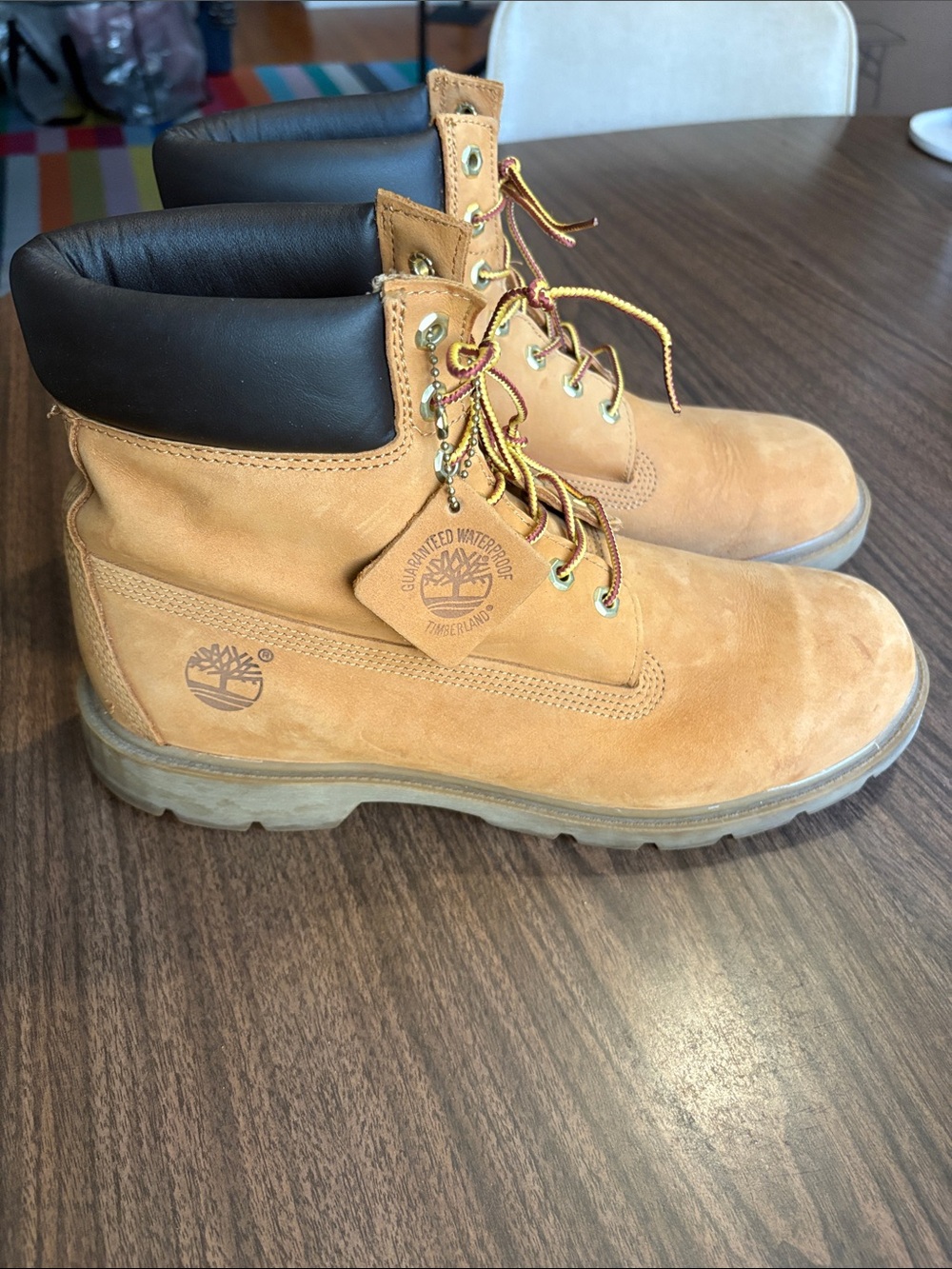 Timberland Size 12 Wheat Nubuck Work Boots with Black Collar
